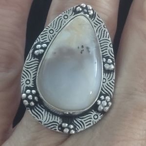 Sterling silver handmade dendritic opal ring